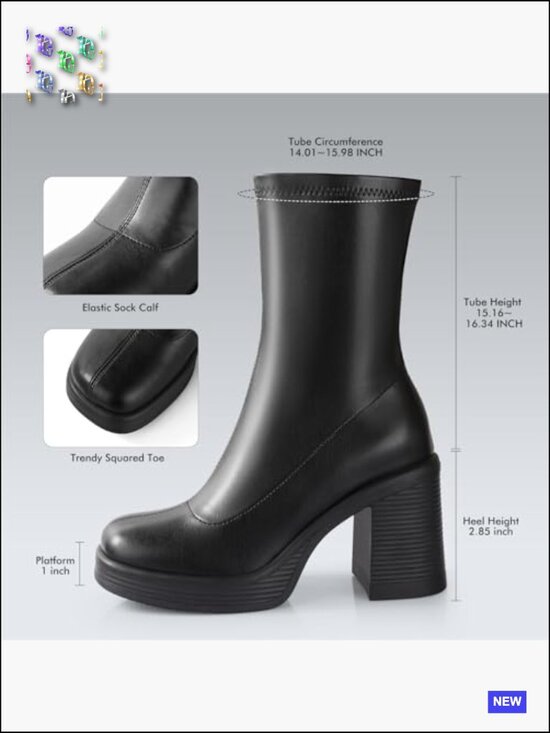 Amazon.com | Ankis Platform Ankle Boots for Women Chunky  Chunky High Heel Ankle Booties Side Zipper Square Toe Y2K Retro Gogo Boots Women